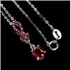 Image 2 : RUBY NECKLACE IN 14K WHITE PLATED GOLD OVER 925 STERLING SILVER -18 INCHES LONG - APPRAISED REPLACEM