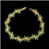 Image 1 : EMERALD BRACELET IN 14K YELLOW PLATED GOLD OVER 925 STERLING SILVER - APPRAISED REPLACEMENT VALUE