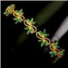 Image 2 : EMERALD BRACELET IN 14K YELLOW PLATED GOLD OVER 925 STERLING SILVER - APPRAISED REPLACEMENT VALUE