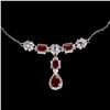 Image 1 : RUBY NECKLACE IN 14K WHITE PLATED GOLD OVER 925 STERLING SILVER - 18 INCHES LONG - APPRAISED REPLACE