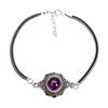 Image 1 : BIG ROUND AMETHYST BRACELET IN 14K WHITE PLATED GOLD OVER 925 STERLING SILVER - 8 INCES LONG - APPRA