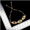 Image 3 : RUBY BRACELET IN 14K YELLOW PLATED GOLD OVER 925 STERLING SILVER - 9 INCHES - APPRAISED REPLACEMENT 