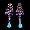 Image 1 : AMETHYST, BLUE OPAL AND GARNET EARRINGS IN 14K WHITE PLATED GOLD OVER 925 STERLING SILVER - APPRAISE