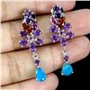 Image 2 : AMETHYST, BLUE OPAL AND GARNET EARRINGS IN 14K WHITE PLATED GOLD OVER 925 STERLING SILVER - APPRAISE