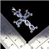 Image 3 : BLUE OPAL CROSS PENDANT IN 14K WHITE PLATED GOLD OVER 925 STERLING SILVER - APPRAISED REPLACEMENT VA
