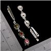 Image 3 : TOURMALINE AND BLACK SPINEL EARRINGS IN 14K WHITE PLATED GOLD OVER 925 STERLING SILVER - APPRAISED R