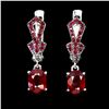 Image 1 : RUBY EARRINGS IN 14K WHITE PLATED GOLD OVER 925 STERLING SILVER - APPRAISED REPLACEMENT VALUE