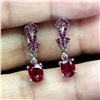 Image 2 : RUBY EARRINGS IN 14K WHITE PLATED GOLD OVER 925 STERLING SILVER - APPRAISED REPLACEMENT VALUE