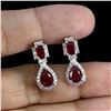 Image 2 : RUBY EARRINGS IN 14K WHITE PLATED GOLD OVER 925 STERLING SILVER - APPRAISED REPLACEMENT VALUE