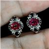 Image 2 : RUBY AND BLACK SPINEL EARRINGS IN 14K WHITE PLATED GOLD OVER 925 STERLING SILVER - APPRAISED REPLACE