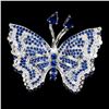 Image 2 : BUTTERFLY BROOCH WITH BLUE CUBIC ZIRCONIA IN 14K WHITE PLATED GOLD OVER 925 STERLING SILVER - APPRAI