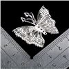 Image 3 : BUTTERFLY BROOCH WITH BLUE CUBIC ZIRCONIA IN 14K WHITE PLATED GOLD OVER 925 STERLING SILVER - APPRAI