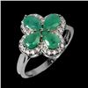 Image 2 : EMERALD RING IN 14K WHITE PLATED GOLD OVER 925 STERLING SILVER - SIZE 7 - APPRAISED REPLACEMENT VALU