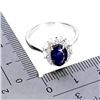Image 3 : BLUE SAPPHIRE RING IN 14K WHITE PLATED GOLD OVER 925 STERLING SILVER - SIZE 8 - APPRAISED REPLACEMEN