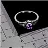Image 3 : AMETHYSY AND BLACK SPINEL RING IN 14K WHITE PLATED GOLD OVER 925 STERLING SILVER - SIZE 9 - APPRAISE