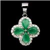 Image 1 : EMERALD PENDANT IN 14K WHITE PLATED GOLD OVER 925 STERLING SILVER - APPRAISED REPLACEMENT VALUE