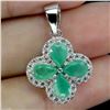 Image 2 : EMERALD PENDANT IN 14K WHITE PLATED GOLD OVER 925 STERLING SILVER - APPRAISED REPLACEMENT VALUE