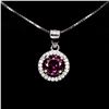 Image 1 : RHODOLITE GARNET NECKLACE IN 14K WHITE PLATED GOLD OVER 925 STERLING SILVER - 18 INCHES LONG - APPRA