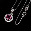 Image 2 : RHODOLITE GARNET NECKLACE IN 14K WHITE PLATED GOLD OVER 925 STERLING SILVER - 18 INCHES LONG - APPRA