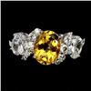 Image 1 : CITRINE RING IN 14K WHITE PLATED GOLD OVER 925 STERLING SILVER - SIZE 7.5 - APPRAISED REPLACEMENT VA