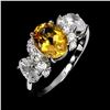 Image 2 : CITRINE RING IN 14K WHITE PLATED GOLD OVER 925 STERLING SILVER - SIZE 7.5 - APPRAISED REPLACEMENT VA