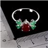 Image 3 : RUBY AND EMERALD RING IN 14K WHITE PLATED GOLD OVER 925 STERLING SILVER - SIZE 8 - APPRAISED REPLACE