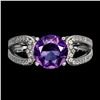 Image 1 : AMETHYST RING IN 14K WHITE PLATED GOLD OVER 925 STERLING SILVER - SIZE 7 - APPRAISED REPLACEMENT VAL