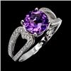 Image 2 : AMETHYST RING IN 14K WHITE PLATED GOLD OVER 925 STERLING SILVER - SIZE 7 - APPRAISED REPLACEMENT VAL