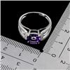 Image 3 : AMETHYST RING IN 14K WHITE PLATED GOLD OVER 925 STERLING SILVER - SIZE 7 - APPRAISED REPLACEMENT VAL