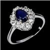 Image 2 : BLUE SAPPHIRE RING IN 14K WHITE PLATED GOLD OVER 925 STERLING SILVER - SIZE 8 - APPRAISED REPLACEMEN