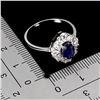 Image 3 : BLUE SAPPHIRE RING IN 14K WHITE PLATED GOLD OVER 925 STERLING SILVER - SIZE 8 - APPRAISED REPLACEMEN