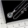Image 3 : PEAR CUT EMERALD NECKLACE IN 14K WHITE PLATED GOLD OVER 925 STERLING SILVER - 18 INCHES LONG - APPRA