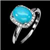 Image 2 : TURQUOISE RING IN 14K WHITE PLATED GOLD OVER 925 STERLING SILVER - SIZE 7 - APPRAISED REPLACEMENT VA