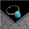 Image 3 : TURQUOISE RING IN 14K WHITE PLATED GOLD OVER 925 STERLING SILVER - SIZE 7 - APPRAISED REPLACEMENT VA