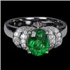 Image 1 : GREEN TOPAZ RING IN 14K WHITE PLATED GOLD OVER 925 STERLING SILVER -SIZE 8 - APPRAISED REPLACEMENT V
