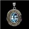 Image 1 : SKY BLUE TOPAZ AND SAPPHIRE PENDANT IN 14K WHITE PLATED GOLD OVER 925 STERLING SILVER - APPRAISED RE