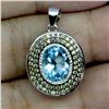 Image 2 : SKY BLUE TOPAZ AND SAPPHIRE PENDANT IN 14K WHITE PLATED GOLD OVER 925 STERLING SILVER - APPRAISED RE