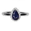 Image 1 : PEAR CUT BLUE SAPPHIRE RING IN 14K WHITE PLATED GOLD OVER 925 STERLING SILVER - SIZE 7 - APPRAISED R