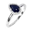 Image 2 : PEAR CUT BLUE SAPPHIRE RING IN 14K WHITE PLATED GOLD OVER 925 STERLING SILVER - SIZE 7 - APPRAISED R
