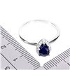 Image 3 : PEAR CUT BLUE SAPPHIRE RING IN 14K WHITE PLATED GOLD OVER 925 STERLING SILVER - SIZE 7 - APPRAISED R