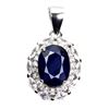 Image 1 : OVAL CUT BLUE SAPPHIRE PENDANT IN 14K WHITE PLATED GOLD OVER 925 STERLING SILVER - APPRAISED REPLACE