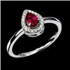 Image 2 : PEAR CUT RUBY RING IN 14K WHITE PLATED GOLD OVER 925 STERLING SILVER - SIZE 8.5 - APPRAISED REPLACEM