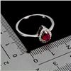 Image 3 : PEAR CUT RUBY RING IN 14K WHITE PLATED GOLD OVER 925 STERLING SILVER - SIZE 8.5 - APPRAISED REPLACEM