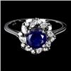 Image 1 : BLUE SAPPHIRE RING IN 14K WHITE PLATED GOLD OVER 925 STERLING SILVER - SIZE 7 - APPRAISED REPLACEMEN