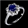 Image 2 : BLUE SAPPHIRE RING IN 14K WHITE PLATED GOLD OVER 925 STERLING SILVER - SIZE 7 - APPRAISED REPLACEMEN