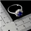 Image 3 : BLUE SAPPHIRE RING IN 14K WHITE PLATED GOLD OVER 925 STERLING SILVER - SIZE 7 - APPRAISED REPLACEMEN