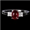 Image 1 : RUBY RING IN 14K WHITE PLATED GOLD OVER 925 STERLING SILVER - SIZE 7 - APPRAISED REPLACEMENT VALUE