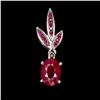Image 1 : MYANMAR (BURMA) RUBY PENDANT IN 14K WHITE PLATED GOLD OVER 925 STERLING SILVER - APPRAISED REPLACEME