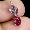 Image 2 : MYANMAR (BURMA) RUBY PENDANT IN 14K WHITE PLATED GOLD OVER 925 STERLING SILVER - APPRAISED REPLACEME