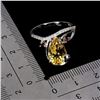 Image 3 : CITRINE AND RHODOLITE GARNET RING IN 14K WHITE PLATED GOLD OVER 925 STERLING SILVER - SIZE 7 - APPRA